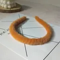 Plüsch Haarreif aus hellem orangefarbenem Kaninchenfellimitat für Herbst und Winter - Orange