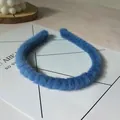 Plüsch-Stirnband aus Kaninchenfellimitat in Blau zum Waschen und tägliche Frisuren - Himmelblau