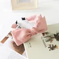 Elegant pink satin bow headband with wide band design and double-layered fabric texture - Bow Style / Light Pink