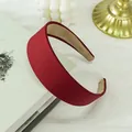 Minimalist wide burgundy fabric headband with soft beige non-slip velvet lining - Burgundy
