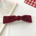 Elegante fermaglio per capelli in velluto bordeaux con fiocco e molla stile retrò - Stile Molletta Banana Piccola Borgogna