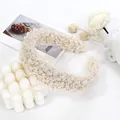 Creamy white plush sherpa headband with soft curly texture for autumn and winter styles - Off-white