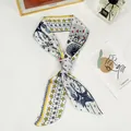 French vintage tarot style silk twilly hair scarf with yellow stars and blue constellations - Double Sided Tarot-Star