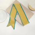 Gelbes Karo-Haarband aus Chiffon mit grünem Rand und leichtem, elegantem Stofffinish - Gelb Weiß Gepunktet
