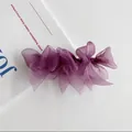 Elegant purple organza bow hair clip with vintage lace design for women - Purple