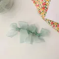 Pale green organza triple bow hair clip with a gold-tone metal base for women - Light Green