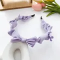Chic lavender pleated satin headband with a delicate bow knot for women and girls - Light Purple