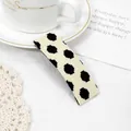 French style beige fabric hair clip with black polka dots and ribbed texture details - Black Dots Beige Clip