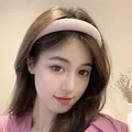 Chic light pink padded sponge headband for women with wide korean style hair accessory - Pink