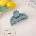 Matte dusty blue hair claw clip for women in a minimalist semi-circular design - Light Blue