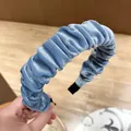 Diadema vintage francesa de terciopelo plisado azul claro accesorio para el pelo - Azul