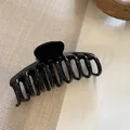 Grote glanzende zwarte haarklem voor dik haar, Frans stijl haaraccessoire voor vrouwen - Zwart