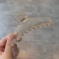 Pinza per capelli minimalista ambra trasparente con molla in metallo dorato - Champagne