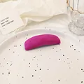 Minimalist magenta flocked sponge hair clip in elegant long curved shape for women - Rose Red