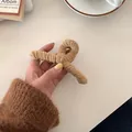 Braune Plüsch-Haarklammer aus Cord mit minimalistischem Knotendesign für Damen - Khaki