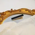 Acrylic black and white wave pattern hair clip with gold metal duckbill clamp - Black Thin Edge Wave