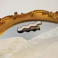 Minimalist cream wavy checkerboard acrylic hair clip with a stylish gold metal base - Beige Curved Wave
