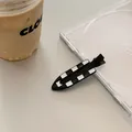 Minimalist black and white checkerboard duckbill hair clip with trendy Korean style - Black & White Checkerboard