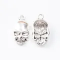 Vintage zinc alloy skull pendants in antique silver finish for DIY jewelry making - Antique Silver
