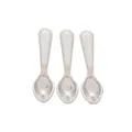 Detail of vintage silver zinc alloy mini spoons with beaded edge texture for DIY jewelry - White K Gold Spoon