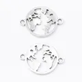 Colgantes de mapa del mundo vintage en aleación de zinc con doble anilla para joyas - Plata Antigua