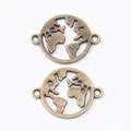 Conectores de mapa del mundo de bronce vintage calado para creación de joyas artesanales - Bronce Antiguo