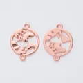 Colgantes de mapa mundial en oro rosa con doble anilla para creación de joyas DIY - Rosa oro