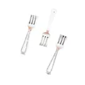 Macro detail of miniature zinc alloy forks with beaded relief handles for DIY crafts - Antique Silver Fork