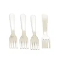 Detailed macro view of 4-piece vintage silver miniature alloy forks for DIY crafts - Bright Silver Fork