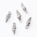 Lot de cinq pendentifs coquillages en argent vintage en alliage de zinc pour bijoux DIY - Argent antique