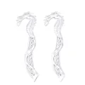 Two-piece vintage silver dragon metal bookmarks with intricate celtic carvings - White K/Silver