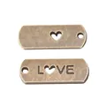 Vintage bronze alloy LOVE heart pendants for DIY jewelry making and craft accessories - Antique Bronze