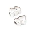 Set de 2 dijes vintage de doble corazón en aleación de zinc con agujeros para pulseras DIY - Plata antigua