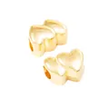 Abalorios de doble corazón de aleación de zinc dorado con agujeros para pulseras DIY - Dorado