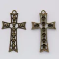 Colgante cruz de calavera en bronce vintage para joyería punk y accesorios de bricolaje - Bronce Antiguo