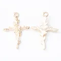 Pendentif croix rose en alliage doré pour création de bijoux DIY avec vue recto verso - Or KC