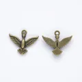 Vintage bronze eagle bird pendant charms for DIY jewelry making with detailed feather relief - Antique Bronze