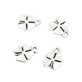 Vintage silver zinc alloy four-leaf clover charms for DIY jewelry making set of 4 - Antique Silver