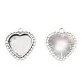 Vintage heart shaped silver zinc alloy pendant base for DIY jewelry making accessories - Antique Silver