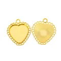 Golden heart-shaped alloy pendant base for DIY jewelry making with filigree detail - Gold