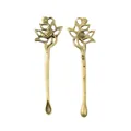 Vintage brass lotus spoon pendant with intricate hollow design and antique finish - Antique Bronze