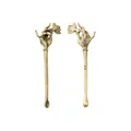 Retro zinc alloy ear pick pendant with floral hand carving and vintage gold finish - Buddha Hand Holding Flower Style / Antique Bronze