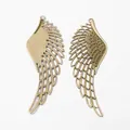Pair of bronze-colored wing pendants with detailed feather textures for DIY jewelry making - Antique Bronze