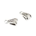 Pair of retro silver pinch bails for DIY jewelry making with celtic knot engravings - Antique Silver