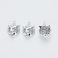 Vintage zinc alloy tiger head pendant with antique silver finish for DIY jewelry making - Antique Silver