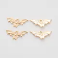 Set of four gold-plated zinc alloy bat pendants showing front and back view for DIY jewelry - KC Gold