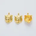 Three-piece set of tiger head alloy pendants in gold finish for DIY jewelry - Gold