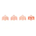 Close-up of four rose gold book-shaped zinc alloy charms for DIY jewelry making - Rose Gold