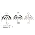 Vintage silver umbrella charms in zinc alloy with dimensions and weight measurements - Antique Silver