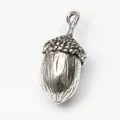 Retro zinc alloy hollow acorn pendant charm with textured finish for DIY jewelry - Antique Silver
